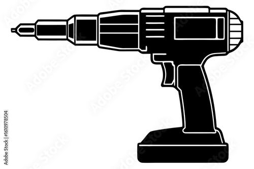 drill machine black and white silhouette
