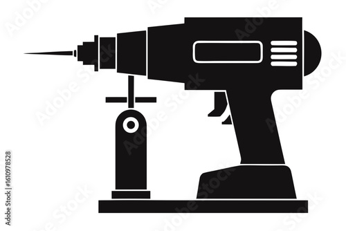 drill machine black and white silhouette