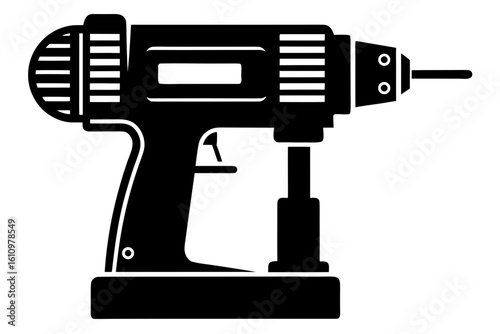 drill machine black and white silhouette