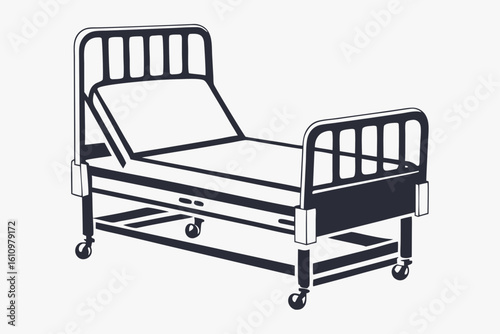 hospital bed black and white silhouette
