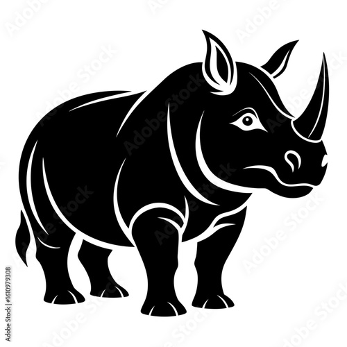 avan rhino black and white silhouette