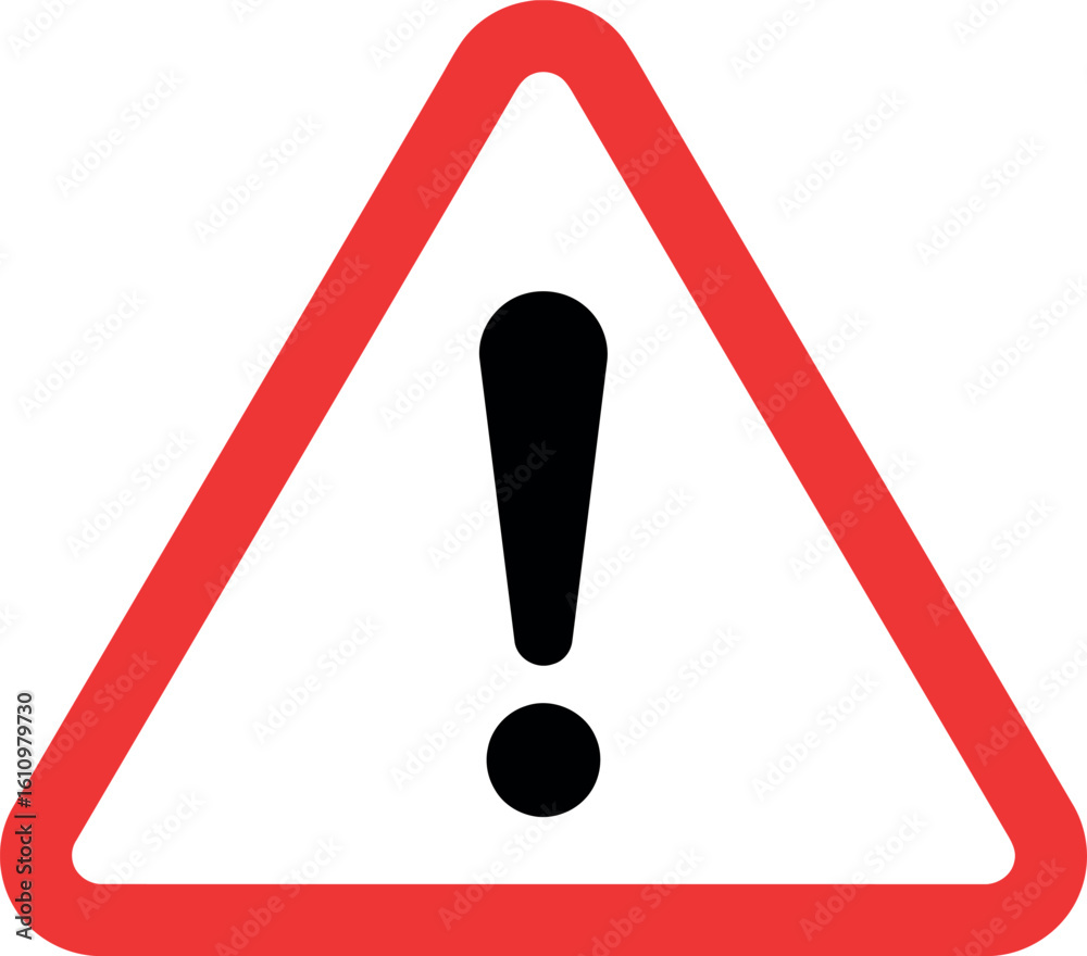 Fotografie Red warning triangle with black exclamation mark