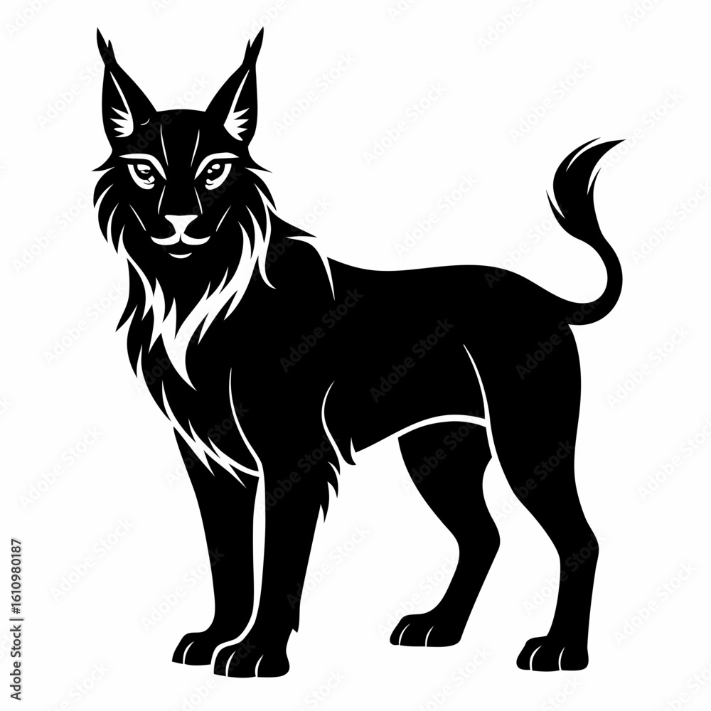 Obraz premium black and white lynx silhouette