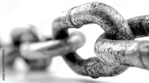 Close-up of a weathered metal chain with blurry background