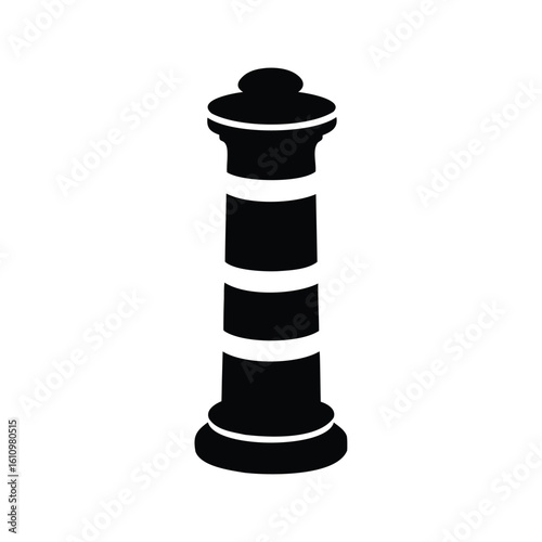 Black and white illustration of an ornamental street bollard for traffic control