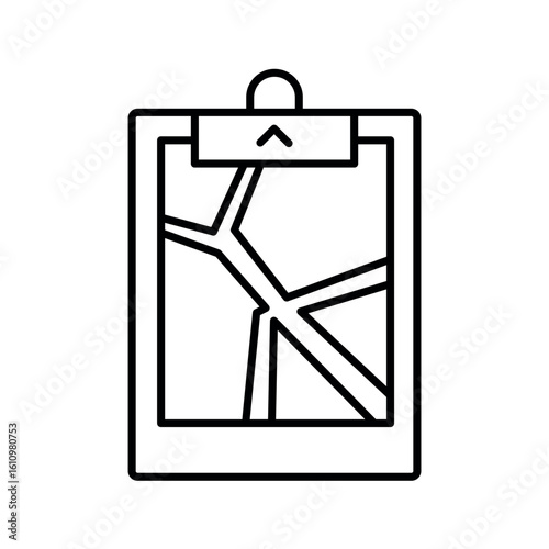 Clipboard with map and navigation arrow route direction