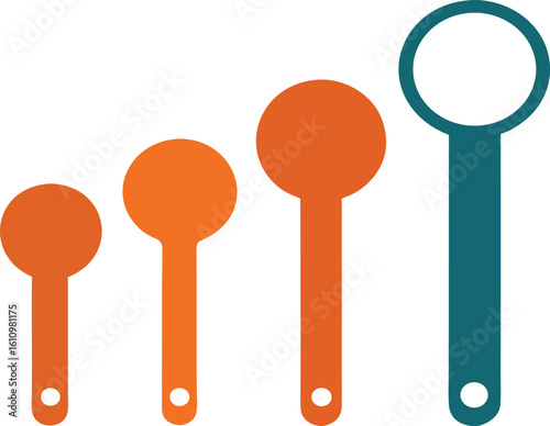 Top View of Stainless Steel Measuring Spoons Set for Cooking and Baking – Isolated on White Background – Kitchen Utensils for Accurate Ingredient Measurement – Free Stock Photo