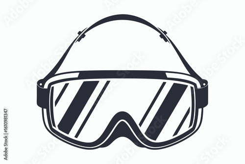  safety goggles black and white silhouette on white background