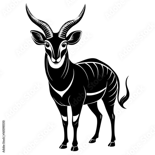 saola black and white silhouette 