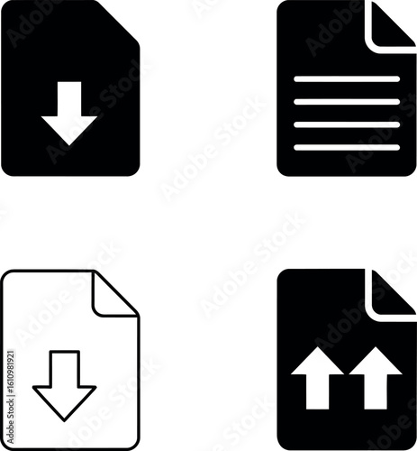 Document icons download upload file data transfer