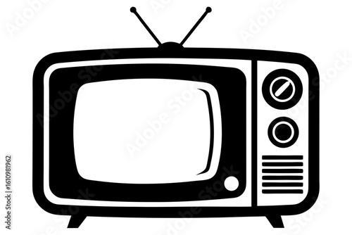 tv black and white on white background