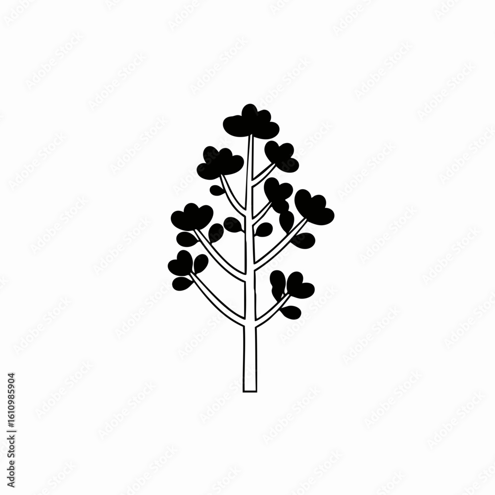 Naklejka premium Simple Black and White Illustration of a Stylized Tree