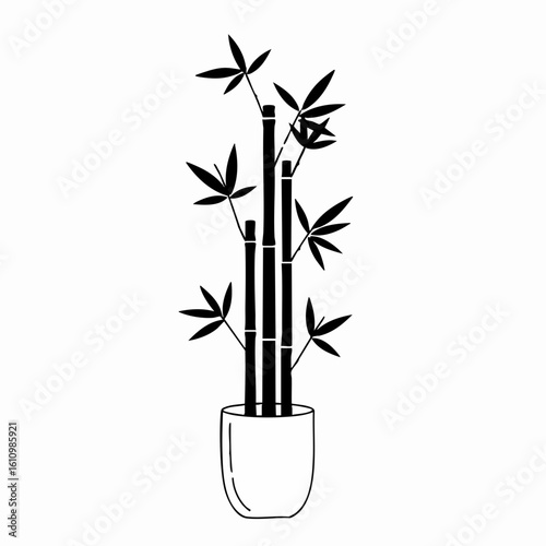 Elegant Black and White Bamboo Plant in Pot