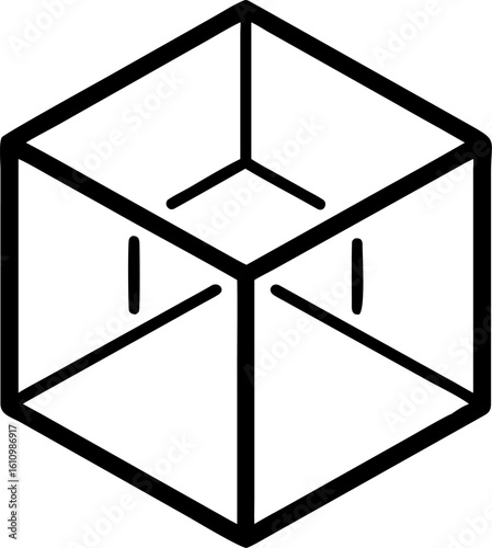 Black and white vector icon of a cardboard paper box