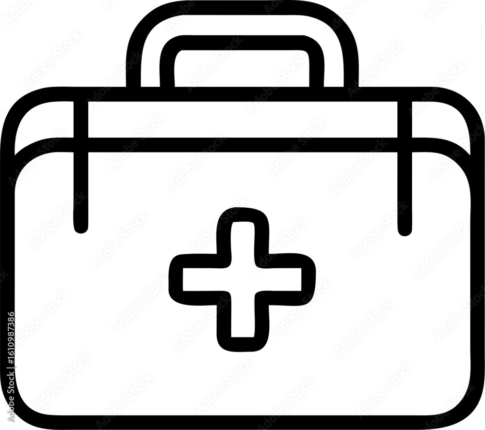 Fototapeta premium Red cross first aid kit icon on a white background, symbolizing medical care and emergency help