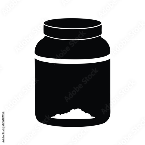 Black silhouette of a jar filled with powder, ready to be consumed