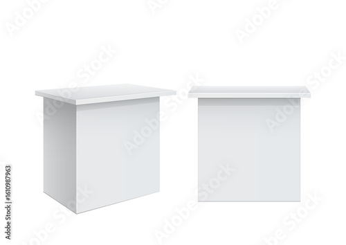Promotion counter, Retail Trade Stand Isolated on the white background. MockUp Template For Your Design. Vector illustration.