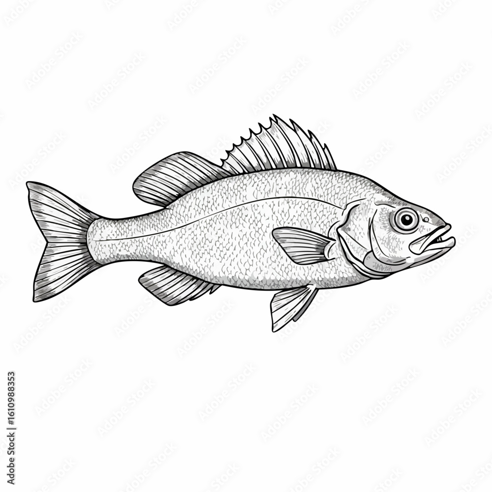 Obraz premium Detailed Line Art Illustration of a Fish