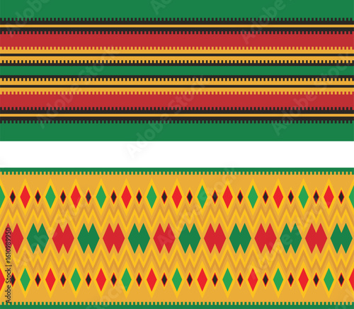 Slavic ornamental seamless frieze vector series. Authentic Bulgarian and Eastern European traditional decorative patterns of folk costumes, damasks, carpets. Balkan folklore embroidery motifs.