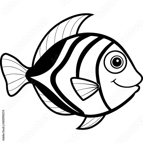 Black and white coloring page blue tang