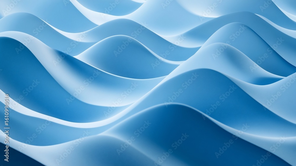 Obraz premium Serene blue wave pattern creating smooth and flowing abstract background