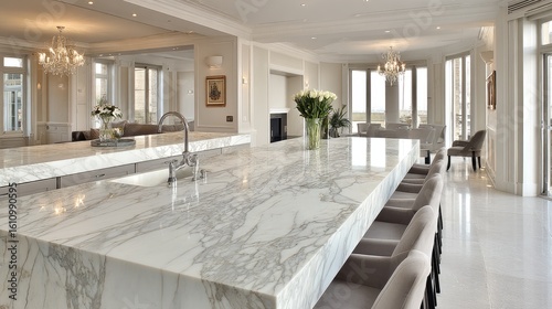Luxury kitchen with marble countertops
