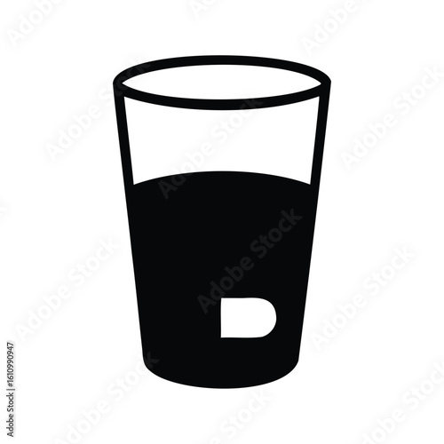 Black Silhouette of a Glass with Liquid and a Hole Shape in it