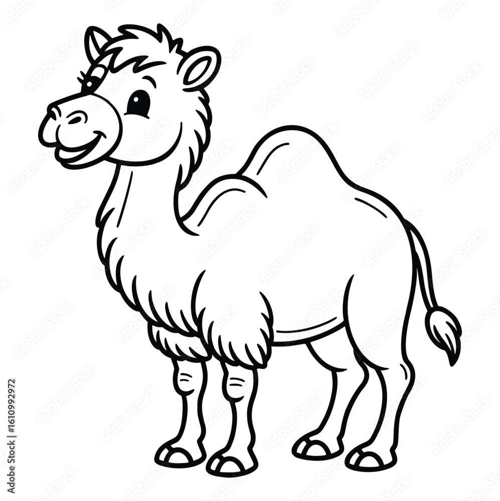 Fototapeta premium Camel Illustration: A charming cartoon camel illustration, depicted with a simple, clean style, perfect for various design applications.