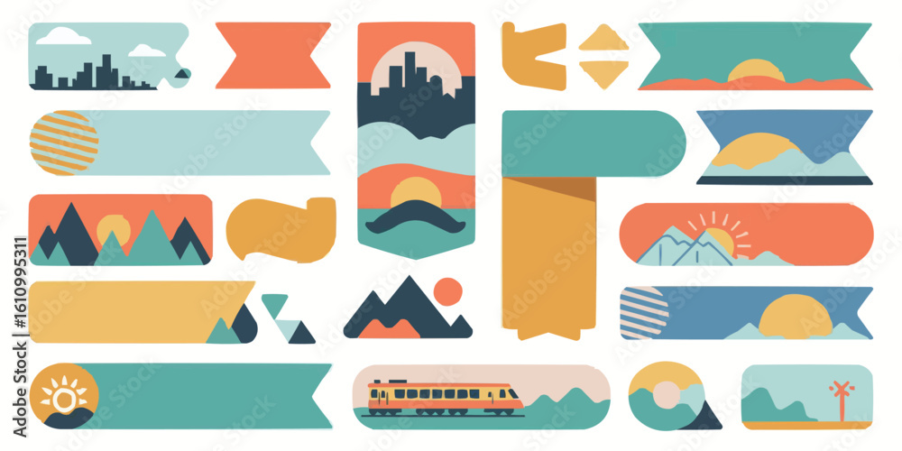 Naklejka premium Colorful Modern Vector Banner Design with Abstract Geometric Shapes and Vibrant Colors