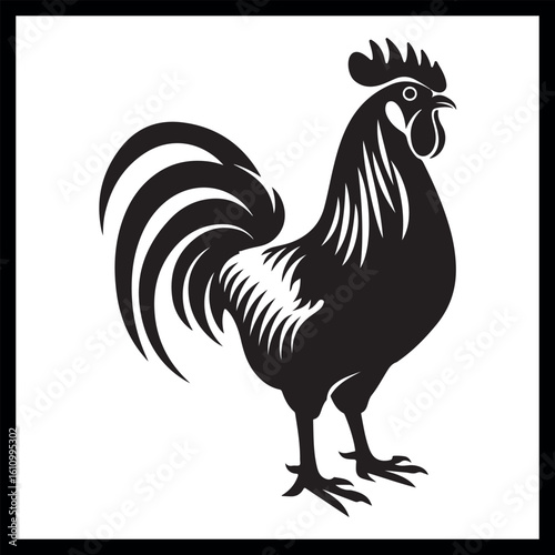 Rooster black icon, animal