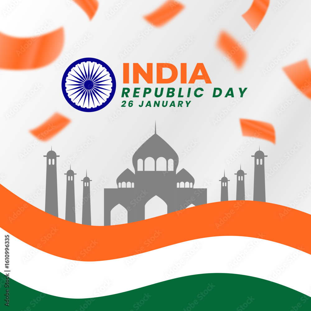 Naklejka premium 26th january indian republic day flat illustration