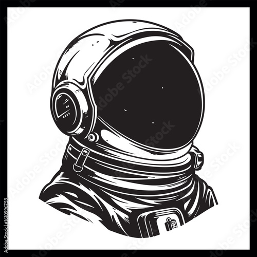 Astronaut helmet silhouette, space
