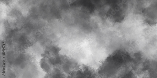 Abstract white and gray isolated cloud cumulus clouds. Gray aquarelle painted realistic fog or mist smoky textured canvas design. White and ash messy wall stucco texture background.	