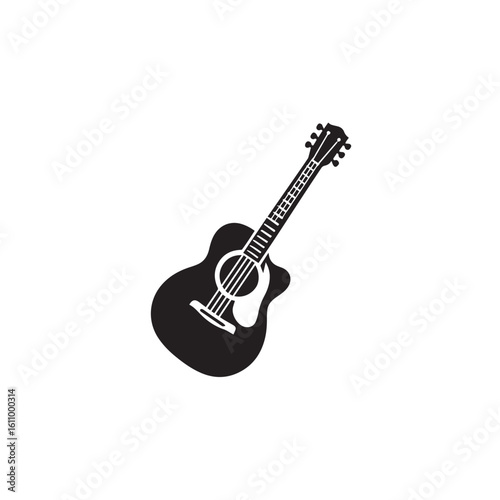  Guitar silhouette black and white vector icon