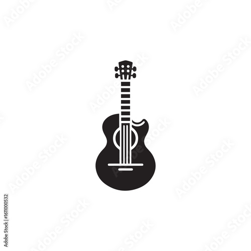  Guitar silhouette black and white vector icon