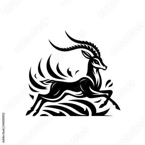 Wallpaper Mural A stylized black gazelle leaps with dynamic lines Torontodigital.ca