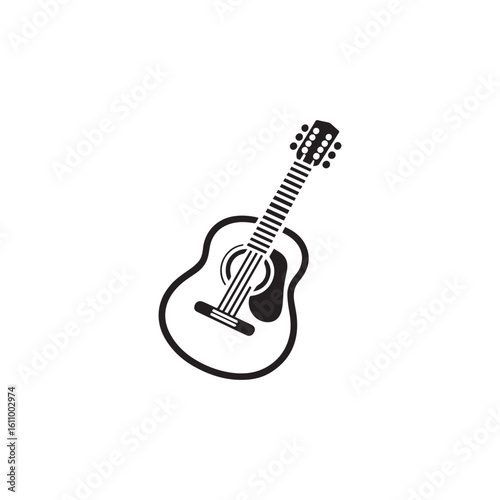  Guitar silhouette black and white vector icon