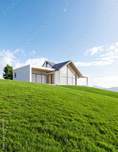 Wallpaper Mural Modern farmhouse on meadow hill for real estate concept, 3d rendering Torontodigital.ca