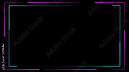Webcam overlay with neon teal and purple border for streaming. Suitable for enhancing live broadcasts with a sleek, modern look.