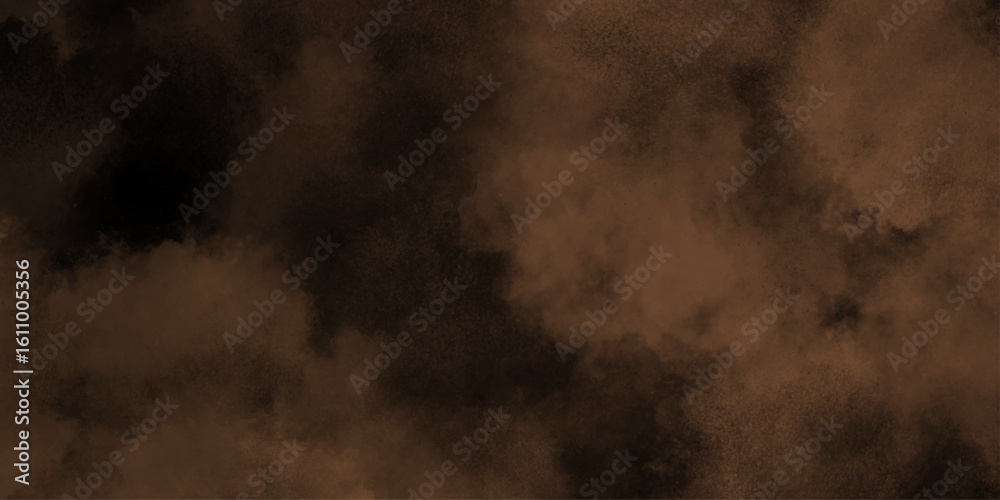 Fototapeta premium brown Black empty space dust cloud explosion. red smoke or fog color isolated on transparent dark cloudscape atmosphere background. Black and brown watercolor grunge texture. 