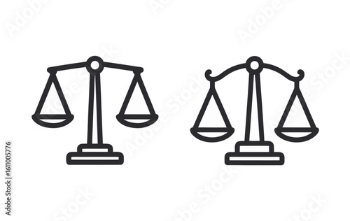 UntitledVector art of two balance scale icons symbolize justice and fairness, isolated on white background