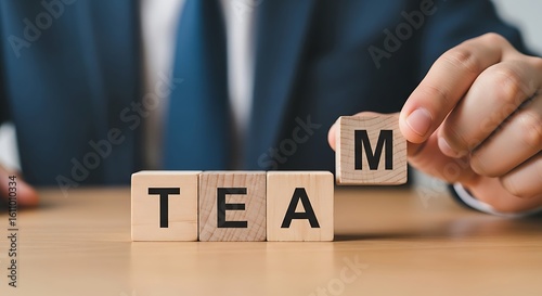 Building Blocks Forming Team Word wooden blocks letters