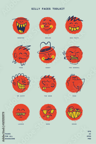 Silly Faces Toolkit showing various characters