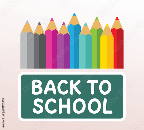 back to school, Colorful pencils, text drawing,vector design