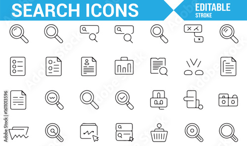 Magnifying Glass and File Search Icons for Research and Data Discovery