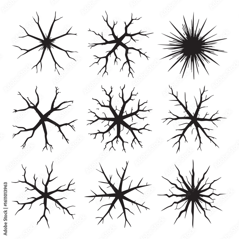 Obraz premium Black abstract branching patterns white