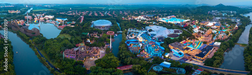 Canvas Print Aerial photography of the night scene of Happy Valley in Shanghai, China