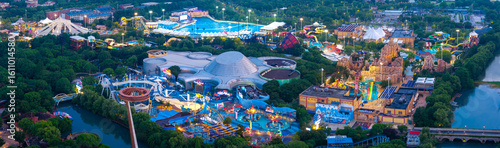 Photography Aerial photography of the night scene of Happy Valley in Shanghai, China
