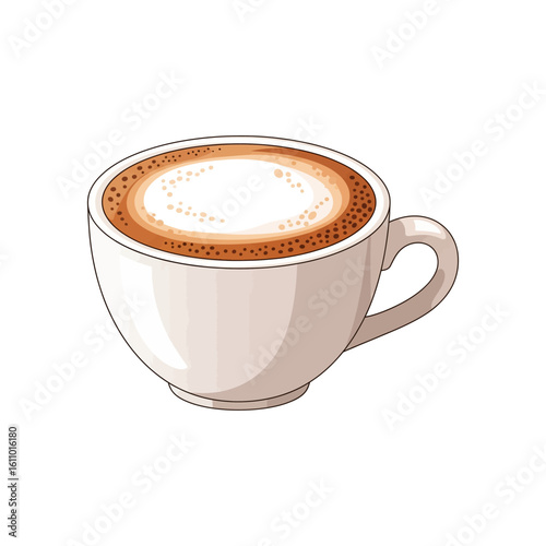 A delicious cup of cappuccino with a creamy foam, perfect for a morning treat or coffee break.