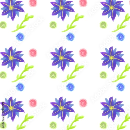 seamless patterns flowers,Whimsical watercolor blooms dance across a bright white canvas, a playful pattern of vibrant flowers and swirling shapes.